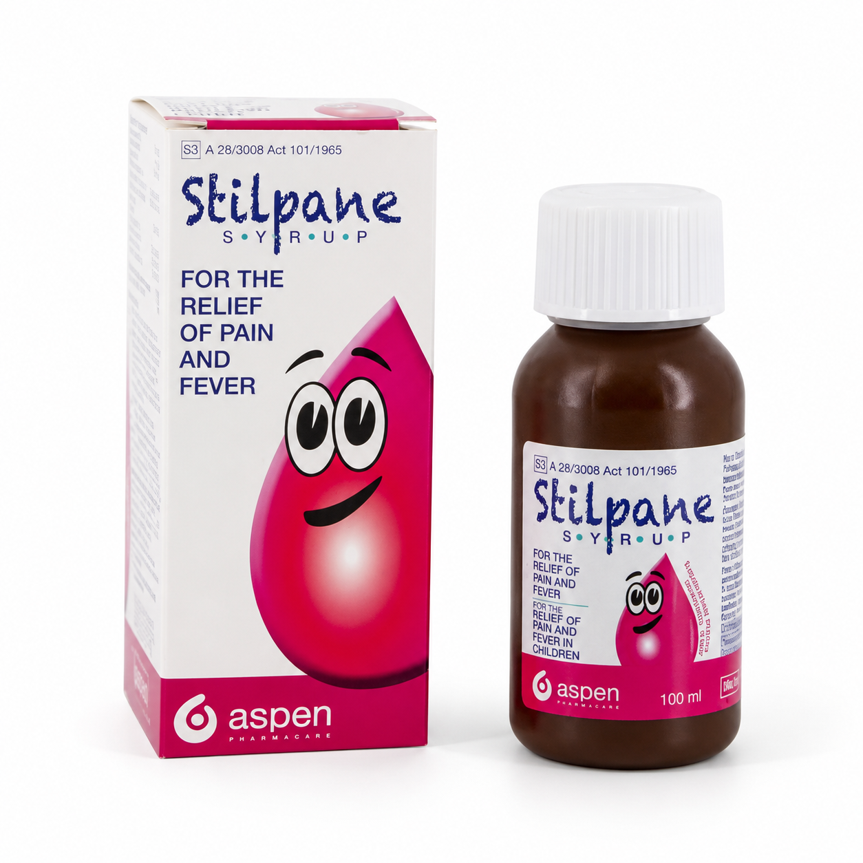 Stilpane brand liquid suspension container with a secure closure cap