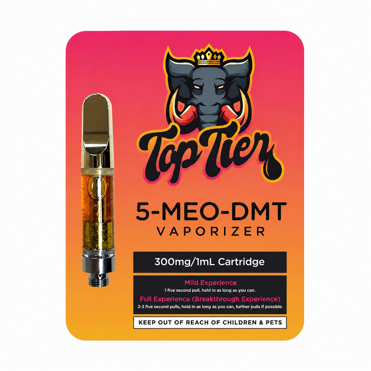 Top Tier premium one milliliter clear glass oil cell with a ceramic tip